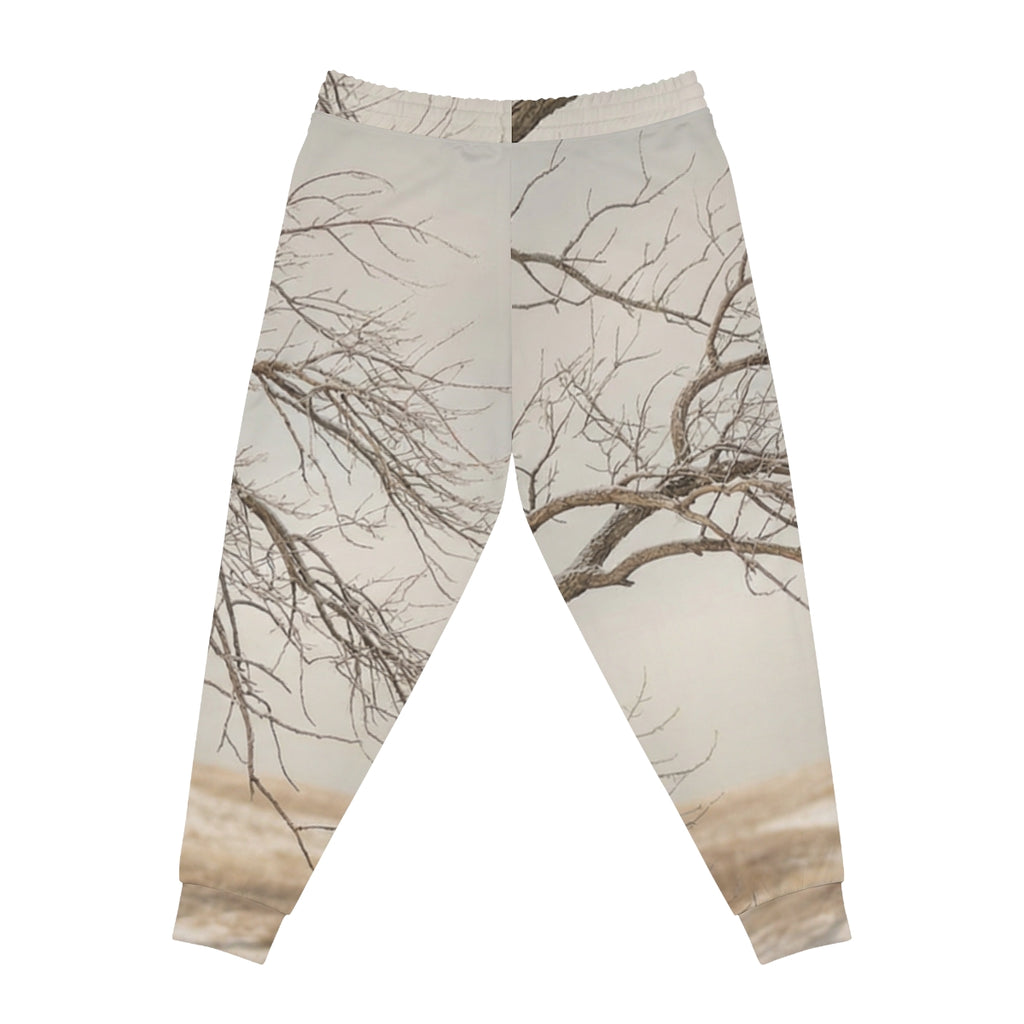 Men's Athletic Joggers - Silent Branches Winter Landscape......