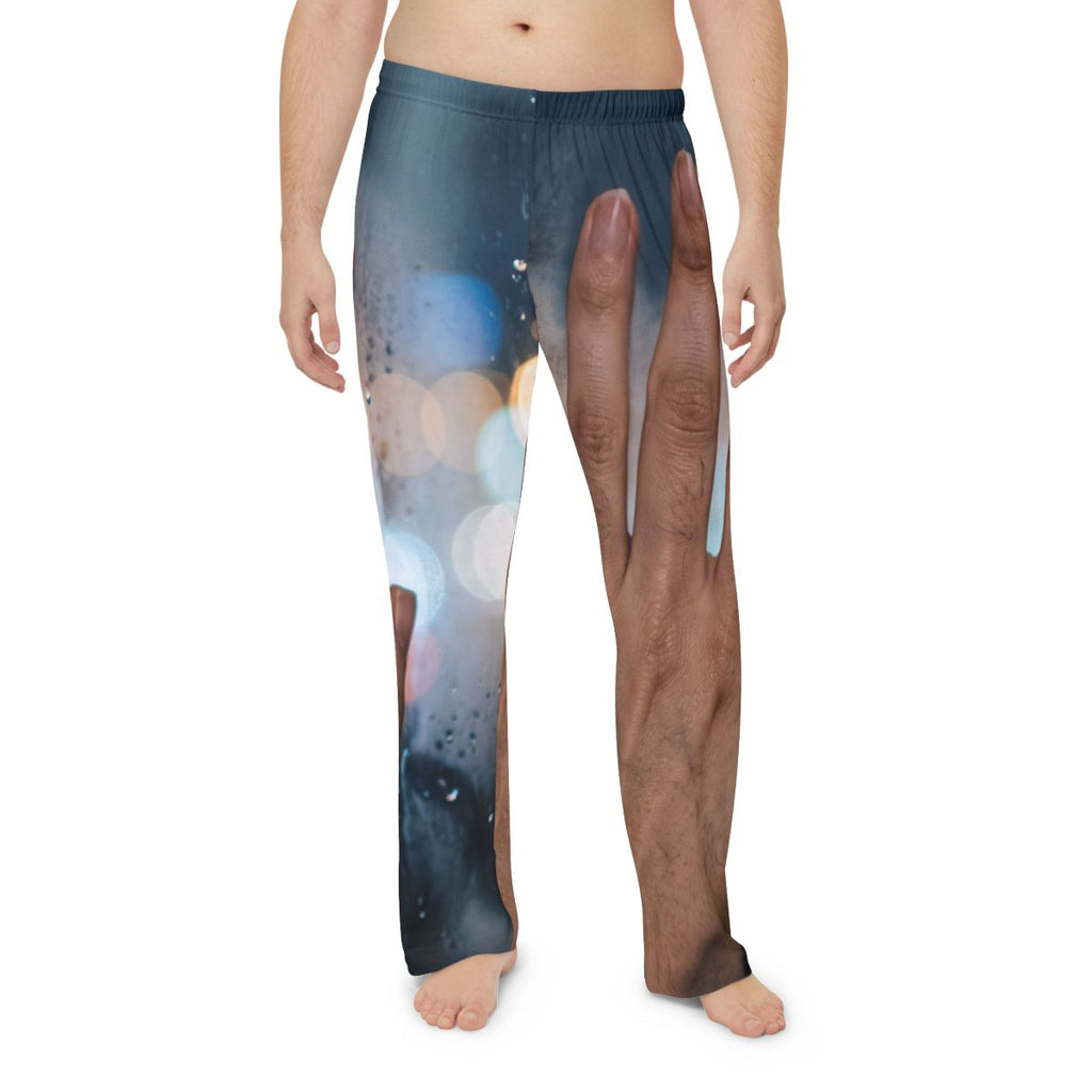 Men's Pajama Pants with Rainy Window City Art