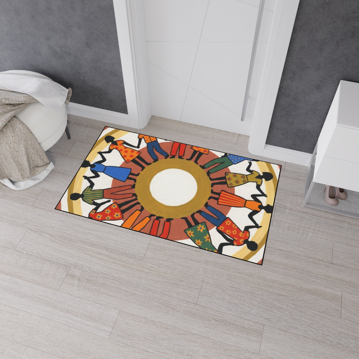 Heavy Duty Floor Mat - Unity Mandala Folk Art | Echovira...