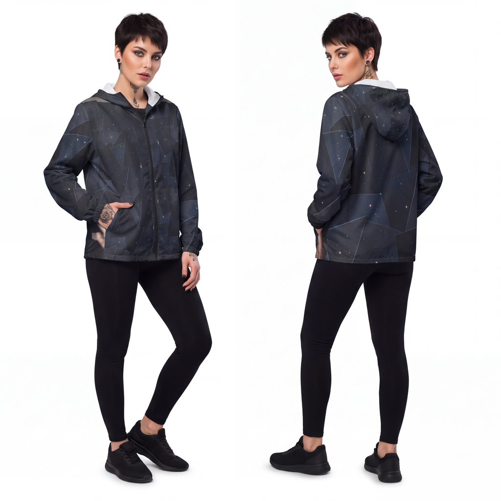Unisex Windbreaker Jacket - Obsidian Sky Shell | Echovira...