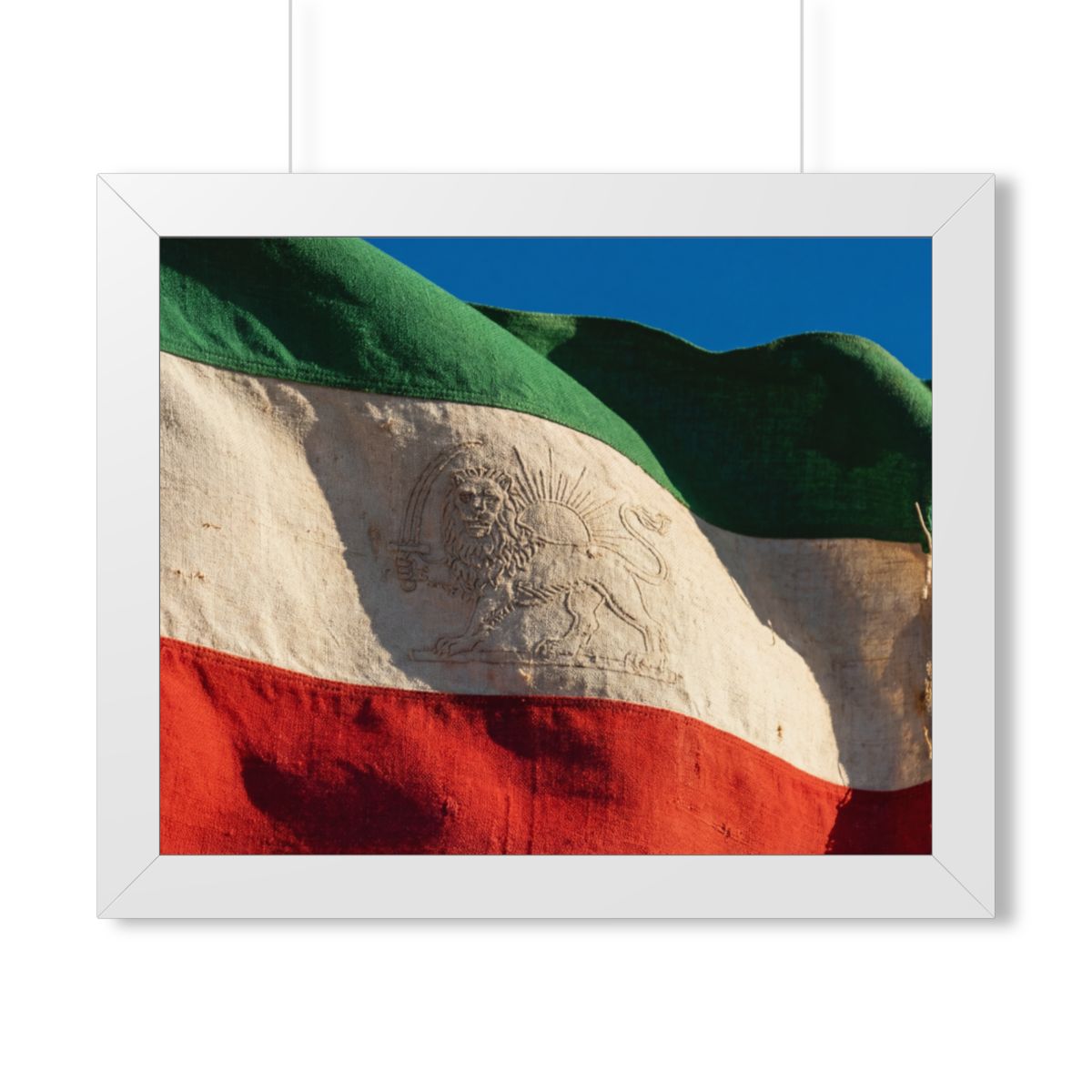 Framed Horizontal Poster - Vintage Persian Lion and Sun Flag...