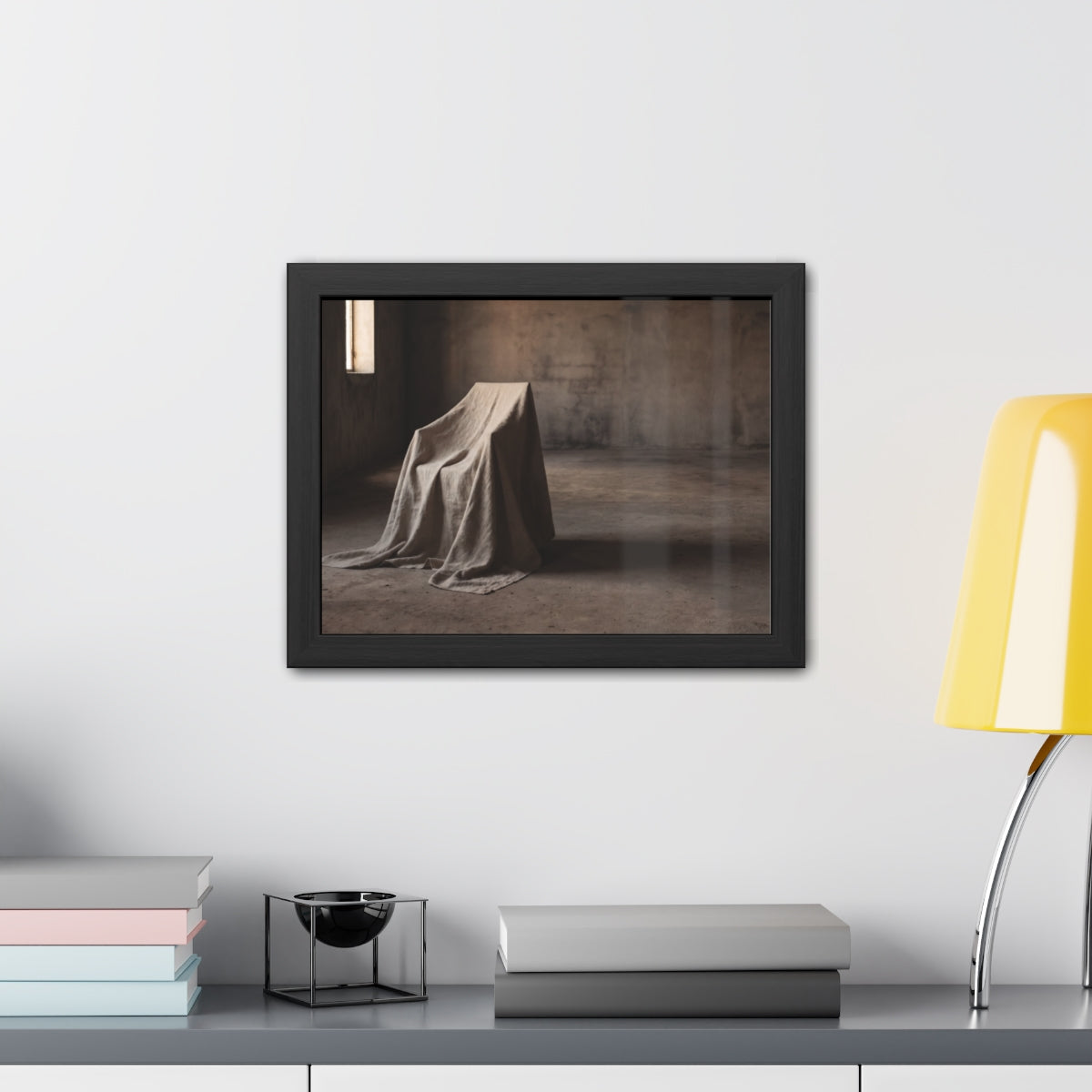 Framed Posters - Silent Shadow Covered Chair Art — Landscape...