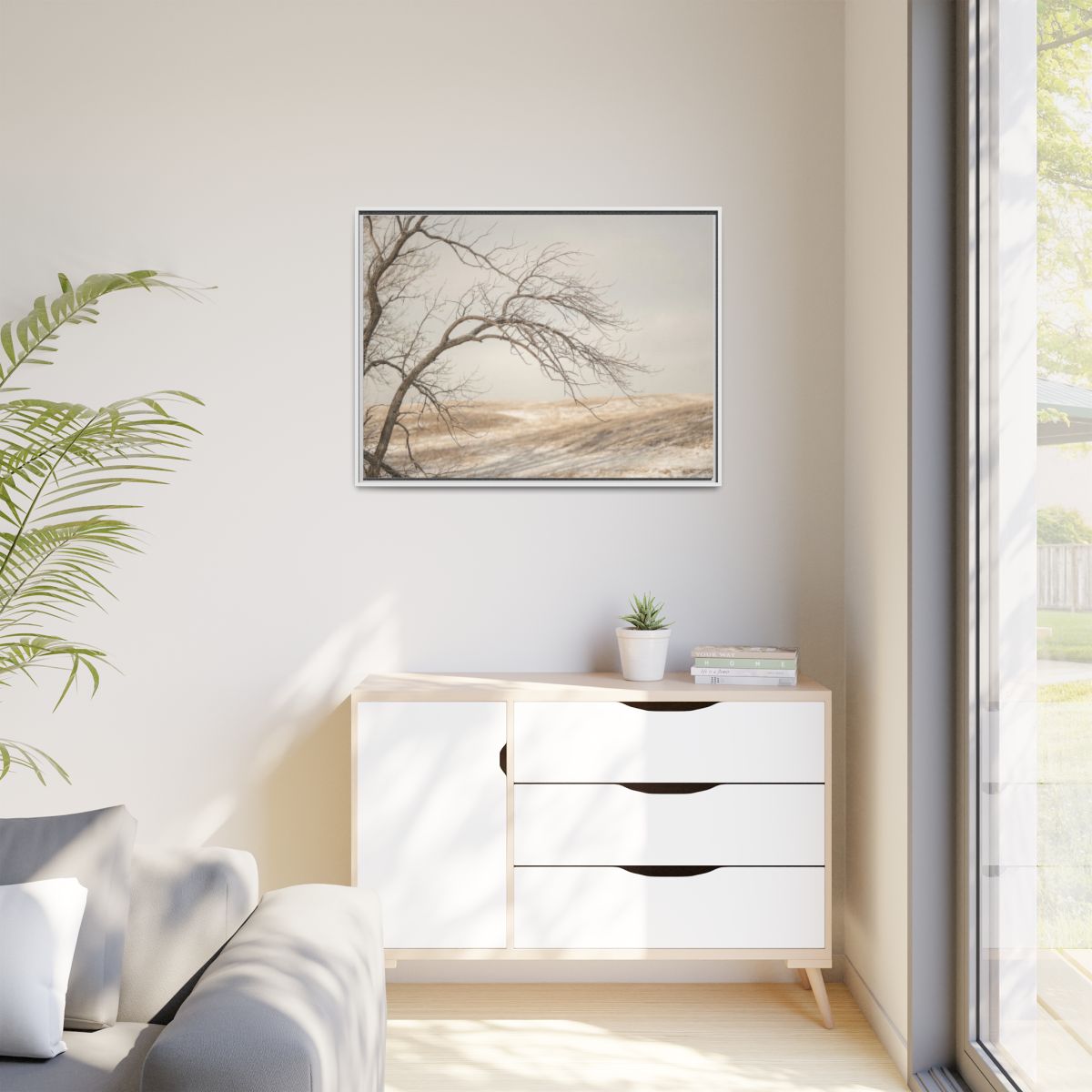 Matte Canvas, Framed - Winter Branch Solitude Landscape —......