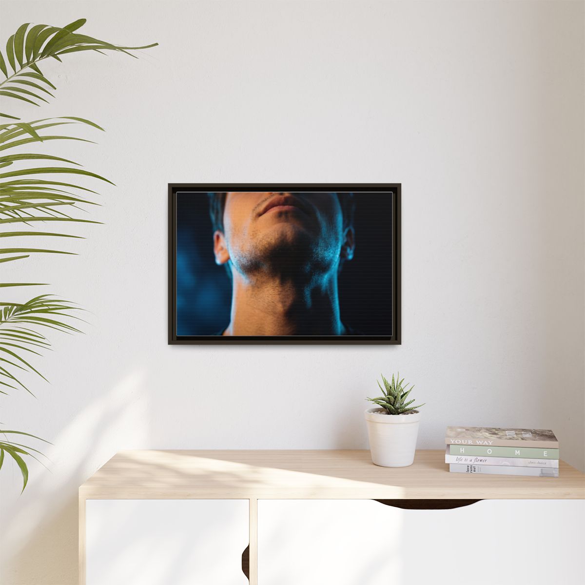 Matte Canvas, Framed - Neon Shadows Cinematic Portrait Art...