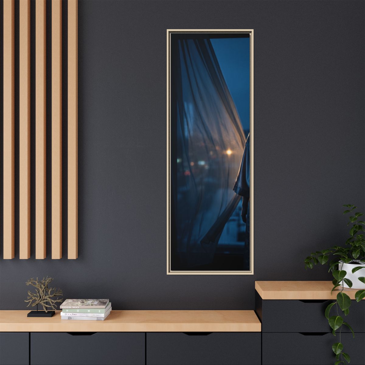 Matte Canvas, Framed - Nocturnal Solitude Silhouette —... |...