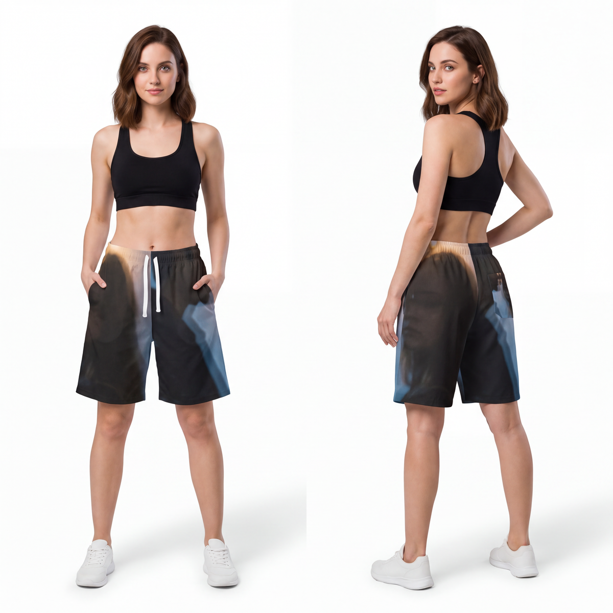 Midnight Reflections Long Shorts - Moody Gym Shorts |...