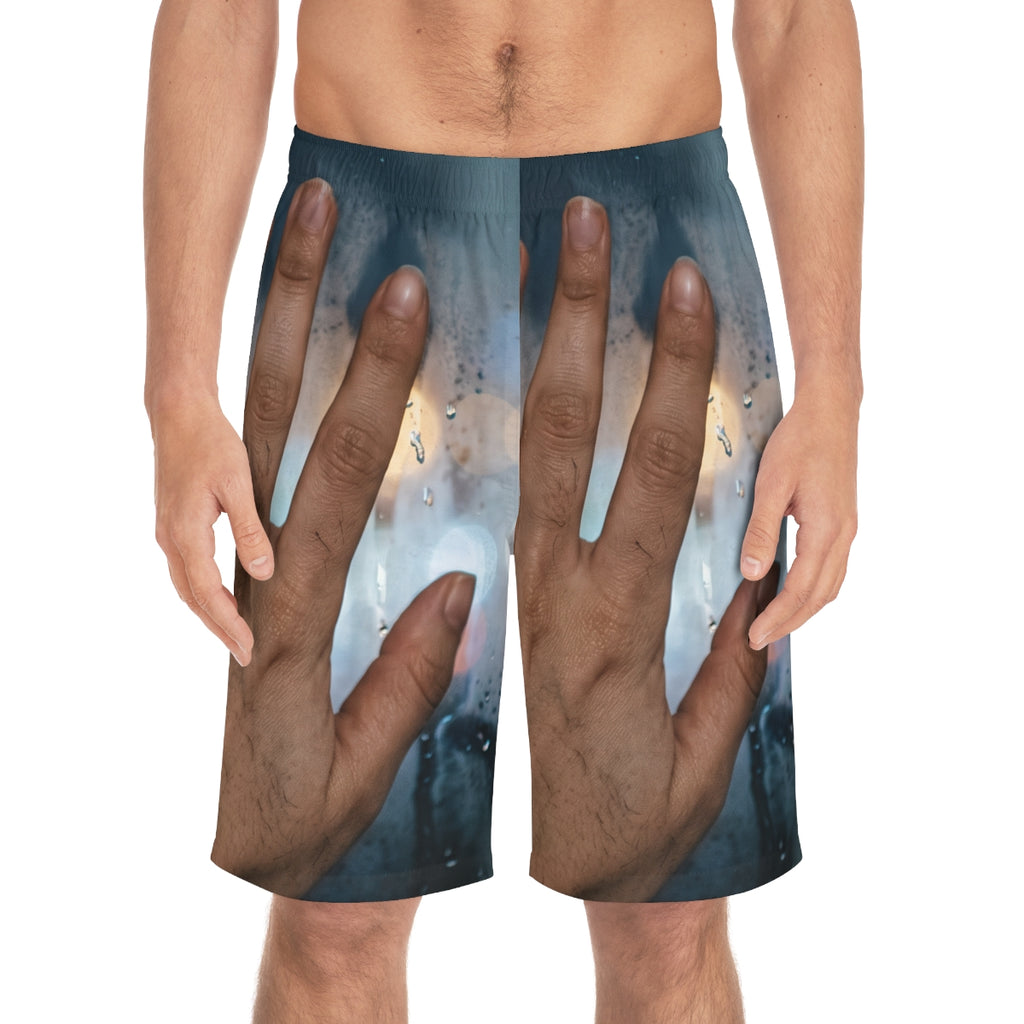 Men's Board Shorts Rainy City Window Art