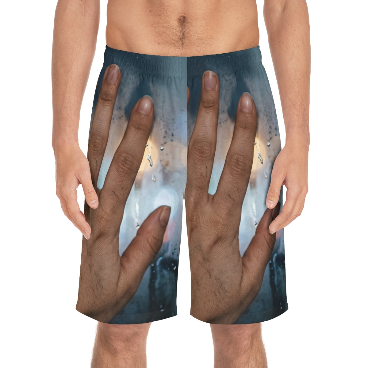 Men's Board Shorts Rainy City Window Art