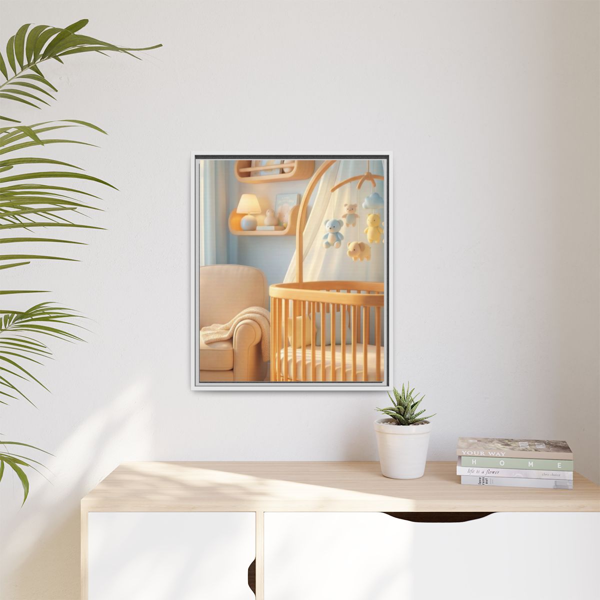 Matte Canvas, Framed - Dreamy Serene Nursery Art — White /...