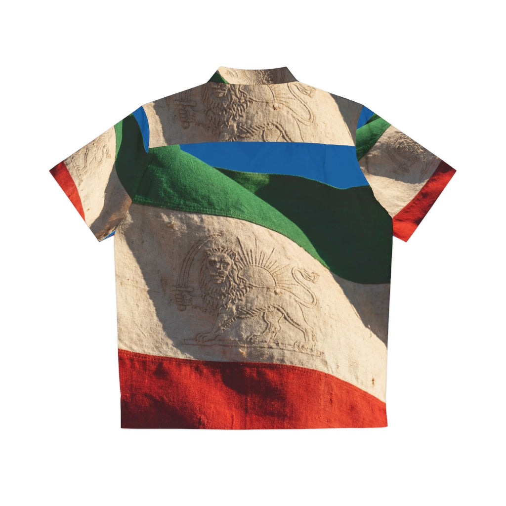 Men's Hawaiian Shirt - Vintage Persian Lion and Sun Flag Art...