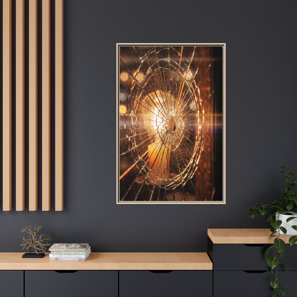 Matte Canvas, Framed - Golden Fractured Art — Natural /... |...