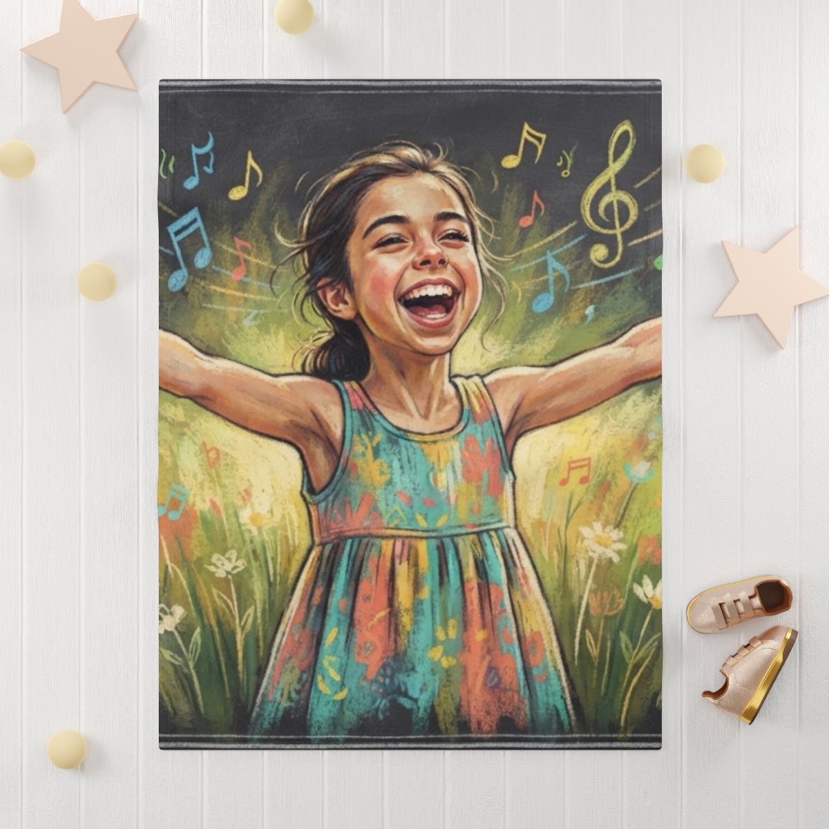 Fleece Baby Blanket - Meadow Melody | Echovira Gallery
