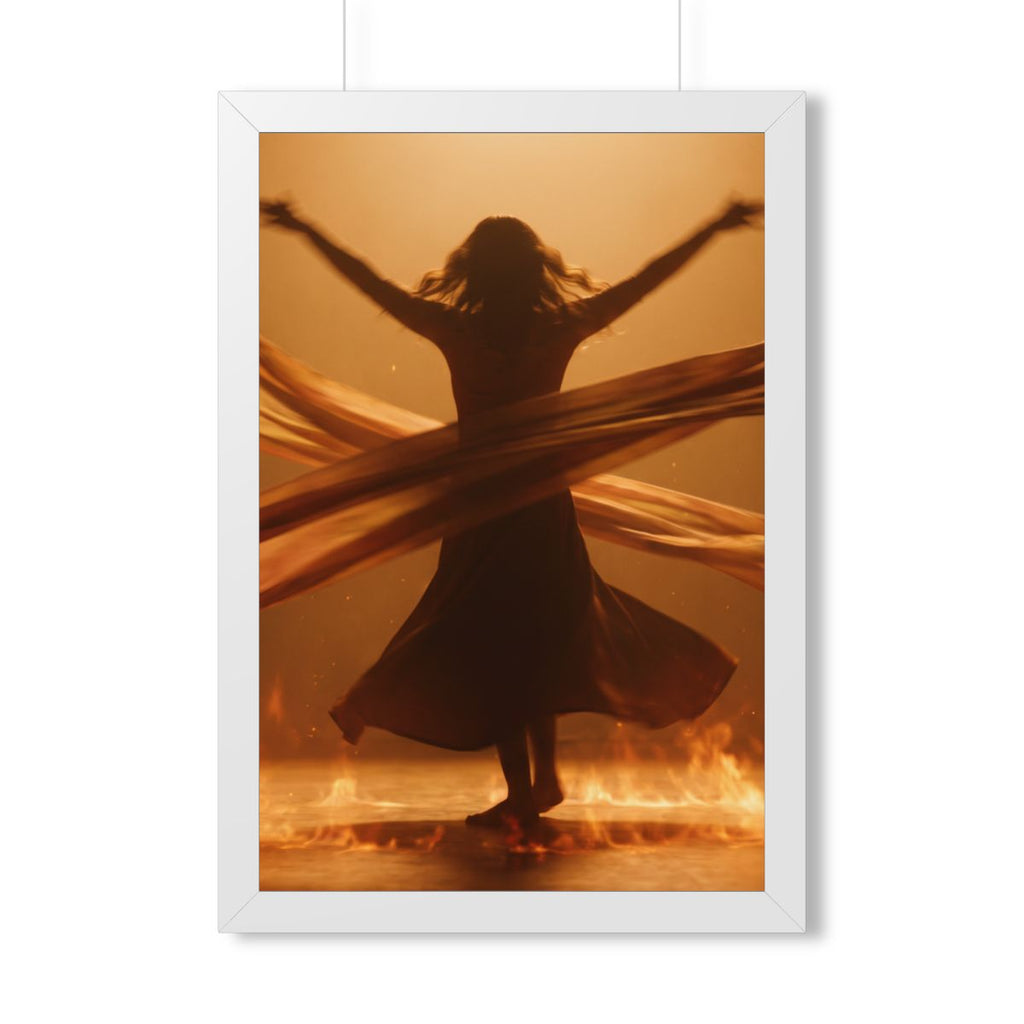 Framed Vertical Poster - Fire Dance Ascent — White (11×14......