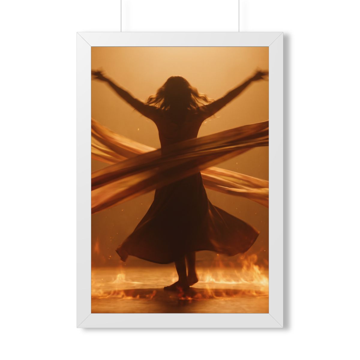 Framed Vertical Poster - Fire Dance Ascent — White (11×14......