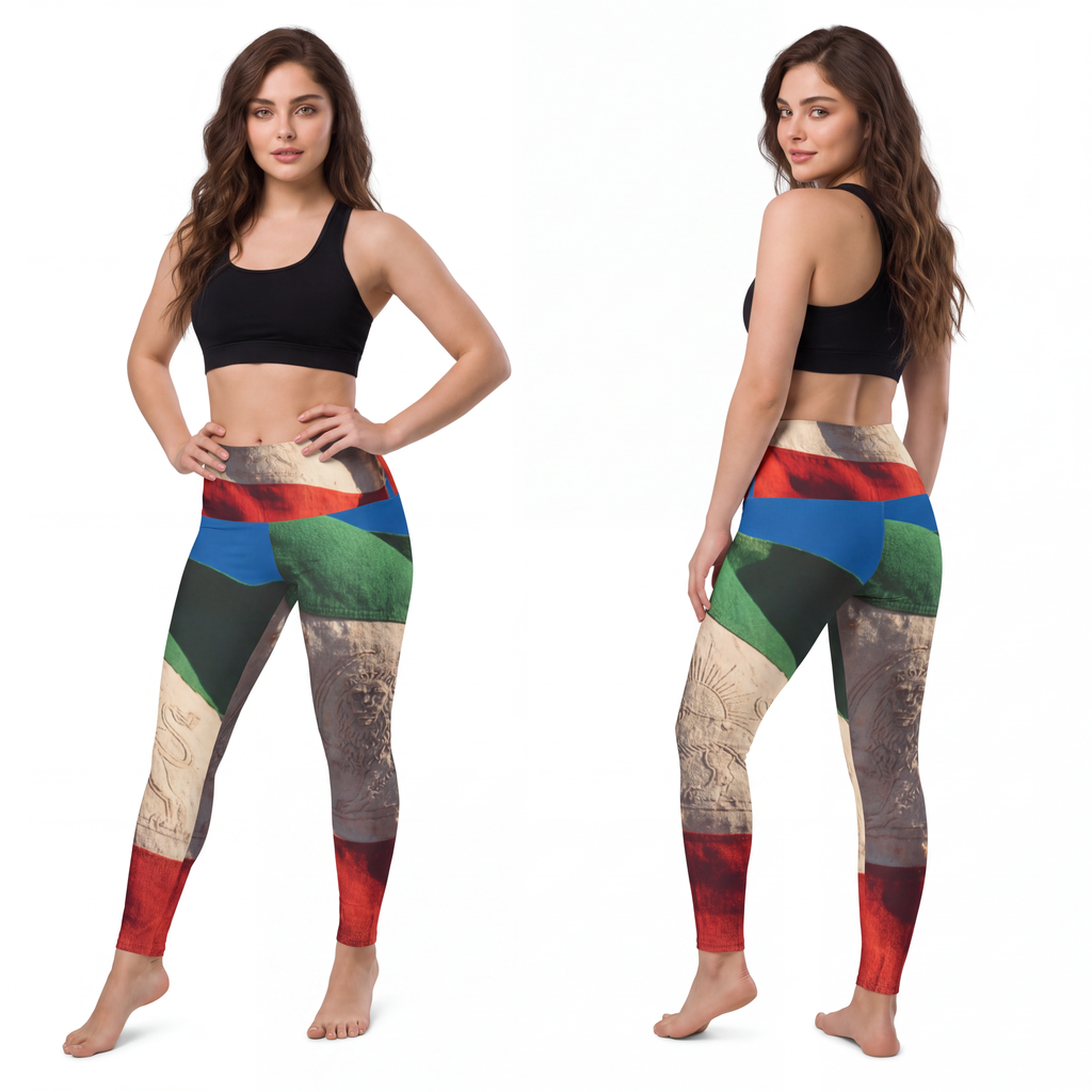 Women's Yoga Pants - Vintage Persian Lion and Sun Flag Art |...