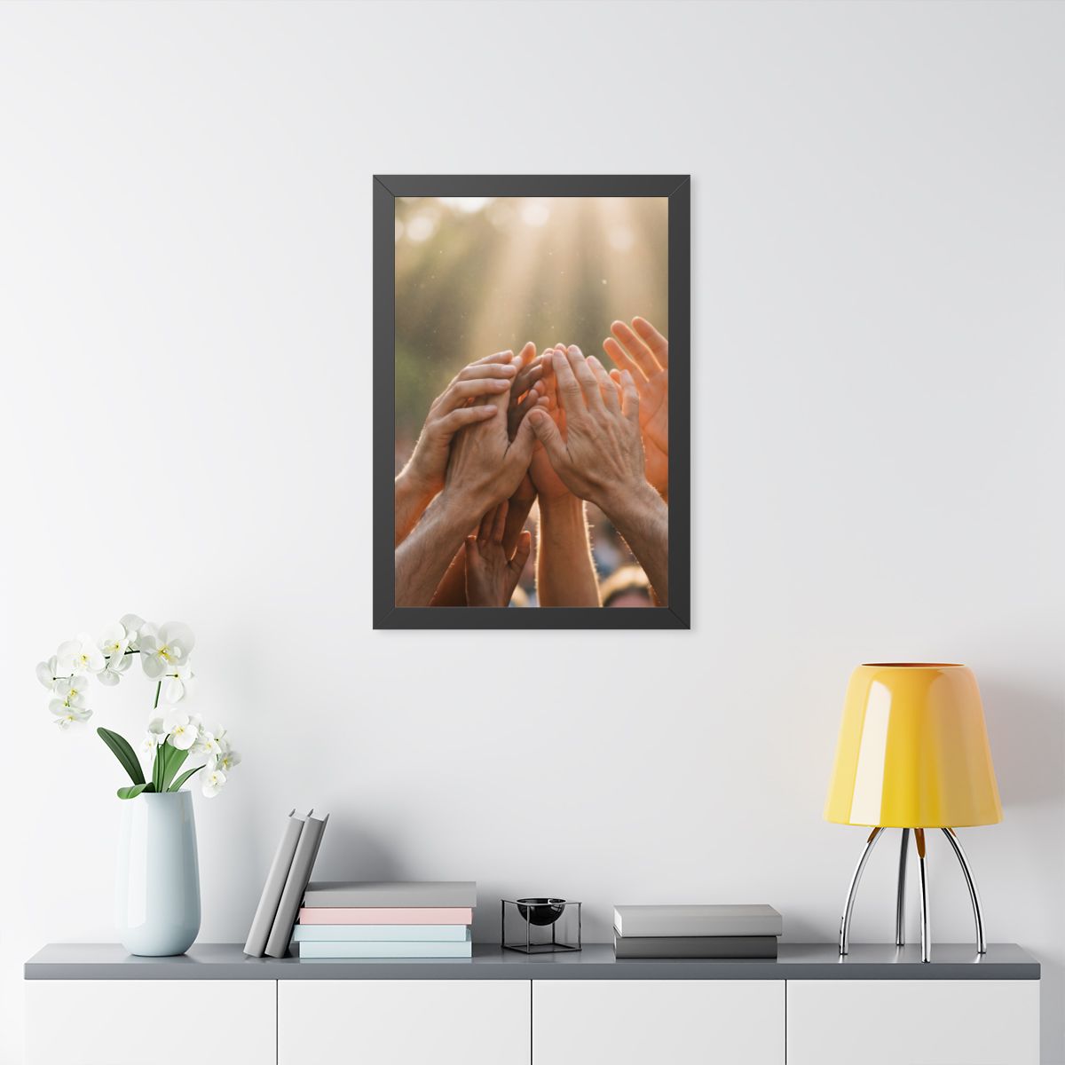 Framed Vertical Poster - Golden Rays of Unity Wall Art... |...