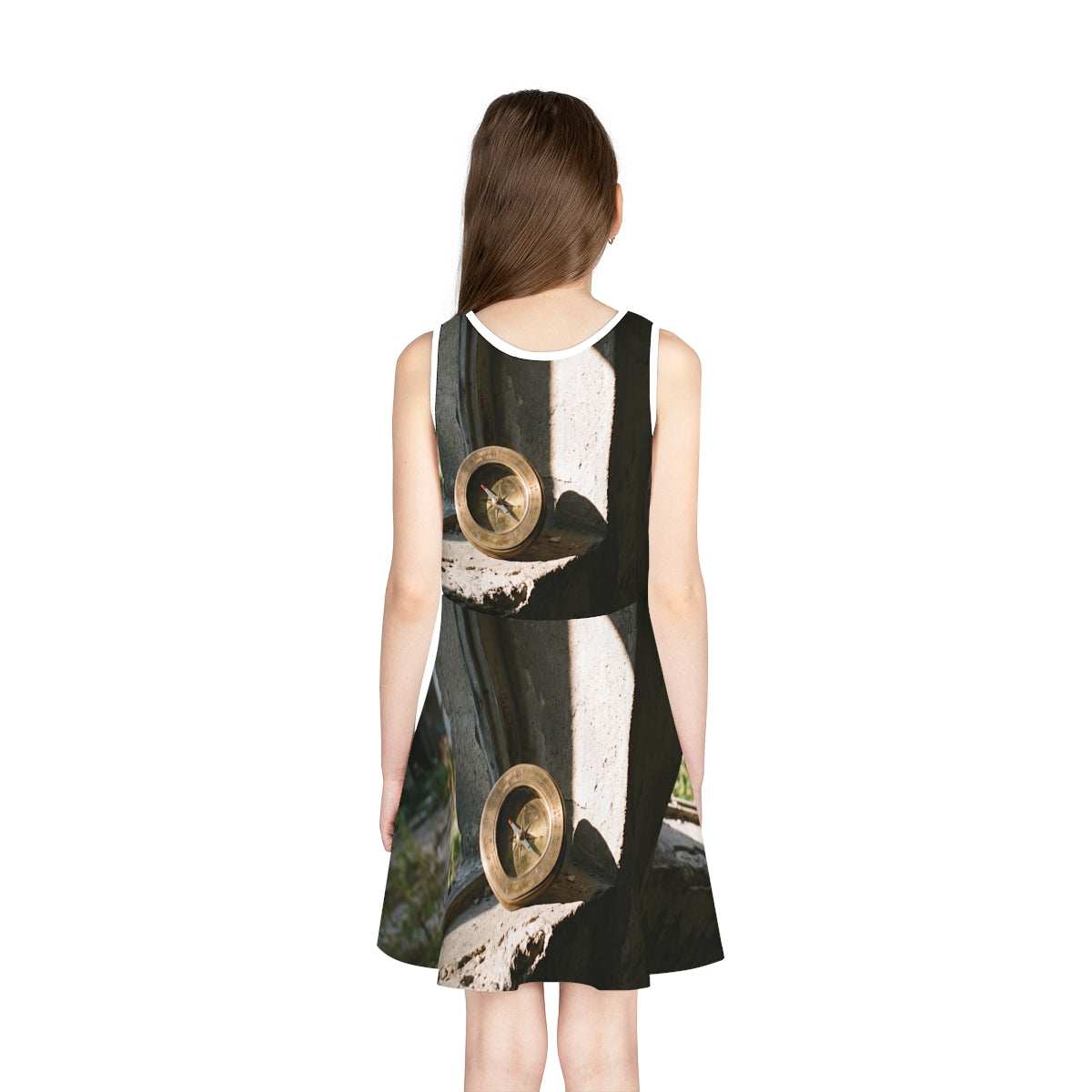 Girls' Sundress with Vintage Brass Compass Art