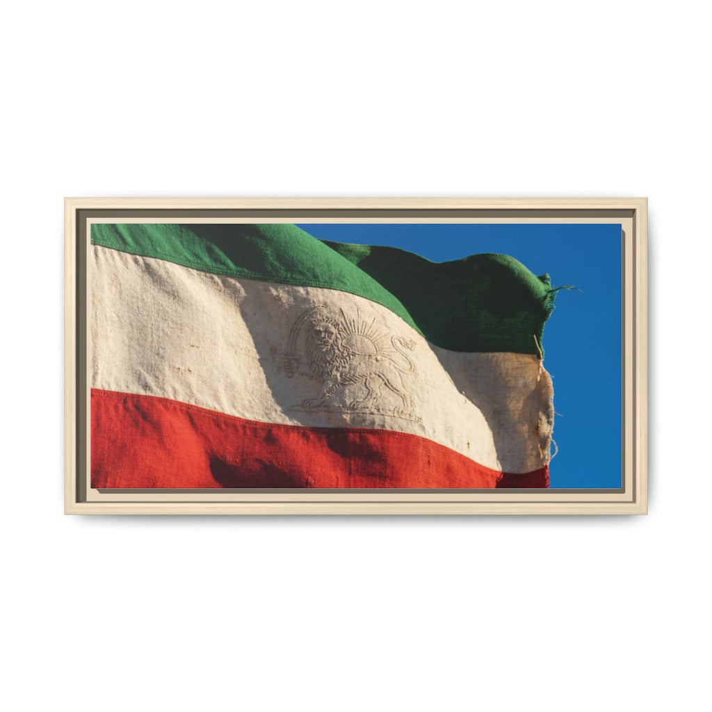 Framed Canvas Art - Distressed Flag — Natural / 1.25"