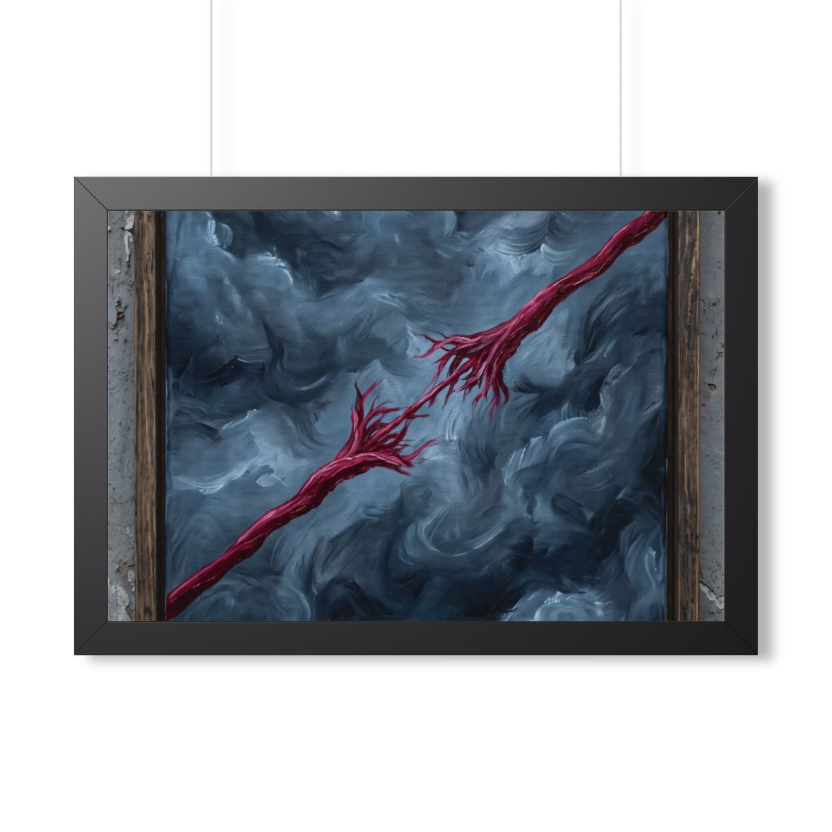 Framed Crimson Abstract Horizontal Poster
