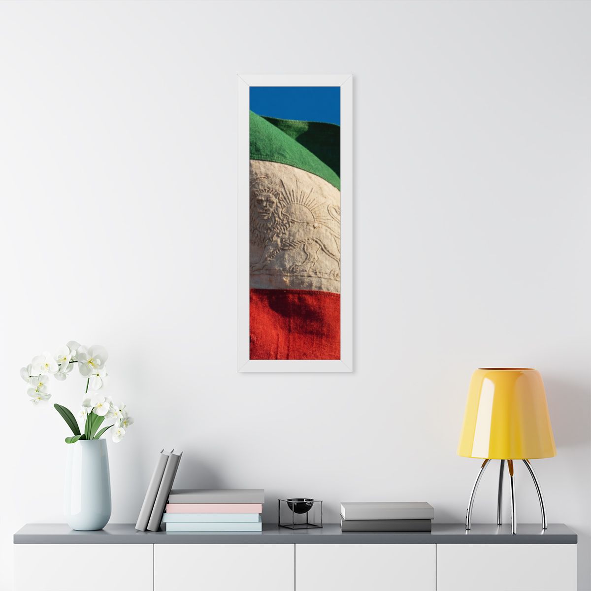 Framed Vertical Poster - Vintage Persian Lion and Sun Flag...