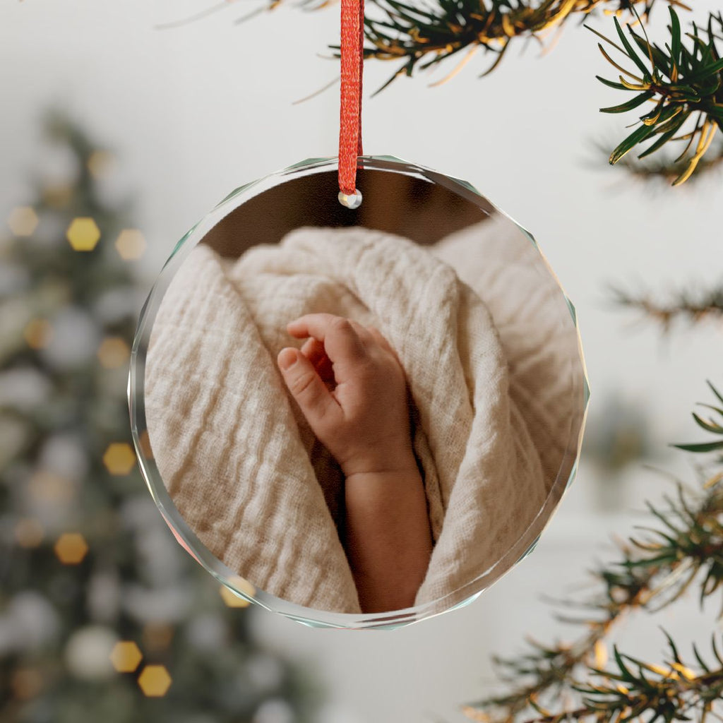 Crystal Glass Ornament - Cozy Newborn Muslin Blanket Art |...