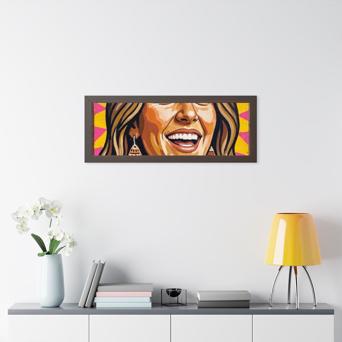 Framed Horizontal Poster - Radiant Joy Boho Pop Art Portrait...
