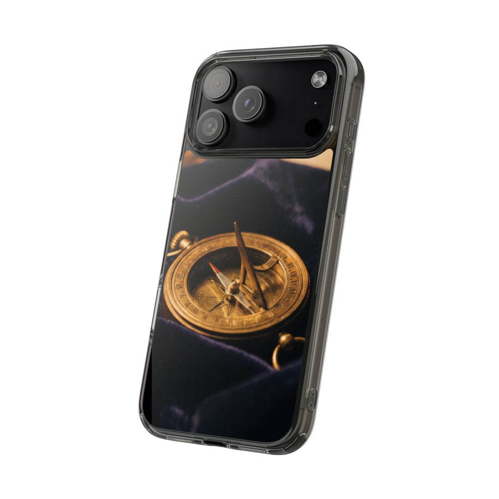 Clear iPhone Case with Vintage Brass Sundial