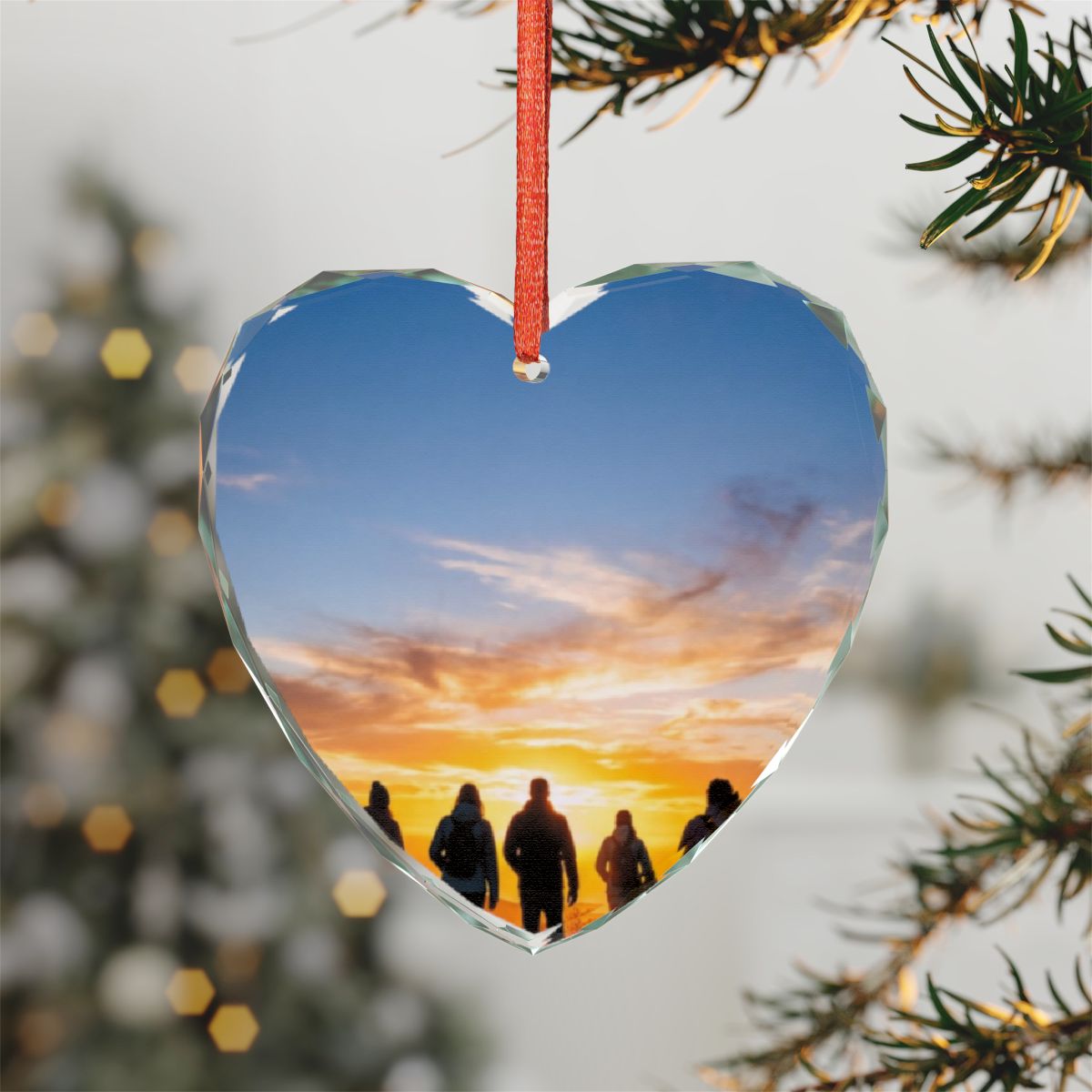 Crystal Glass Ornament - Golden Hour Sunset Hike - Mystic......