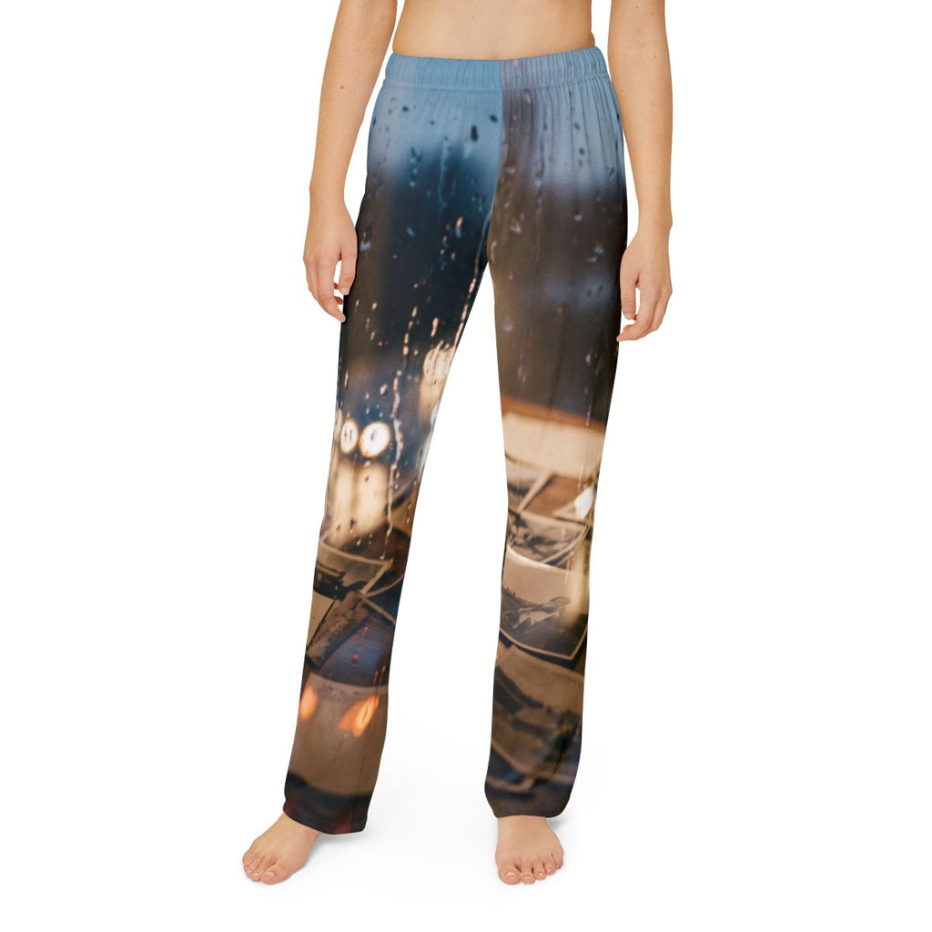 Kids Lounge Pants with Rainy Window Scene