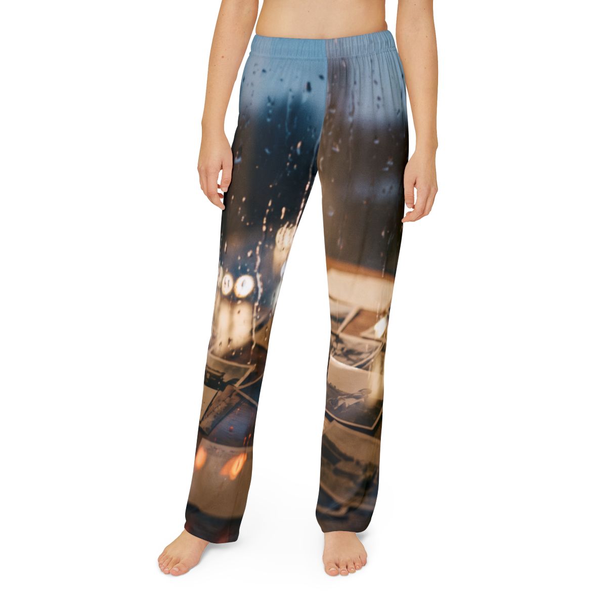 Kids Lounge Pants with Rainy Window Scene