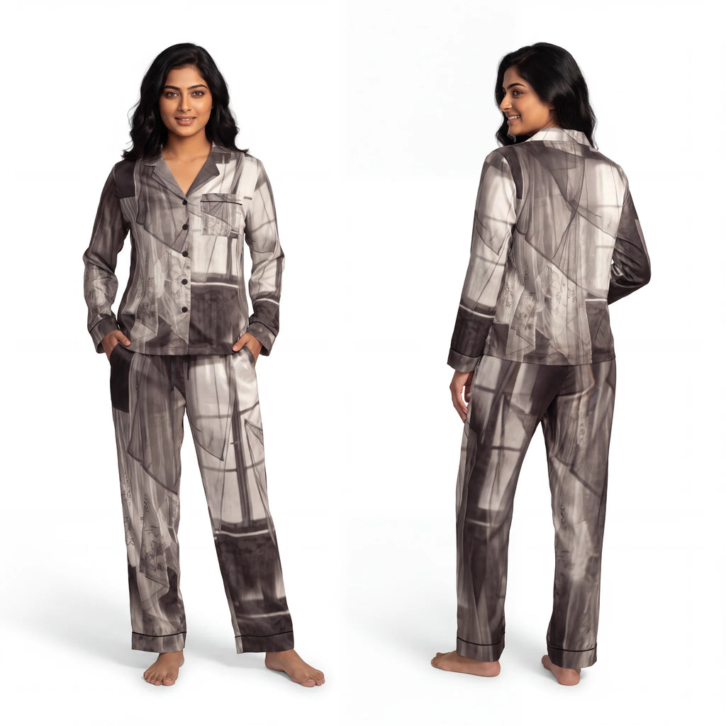 Women's Satin Pajamas - Spectral Veils | Echovira Gallery