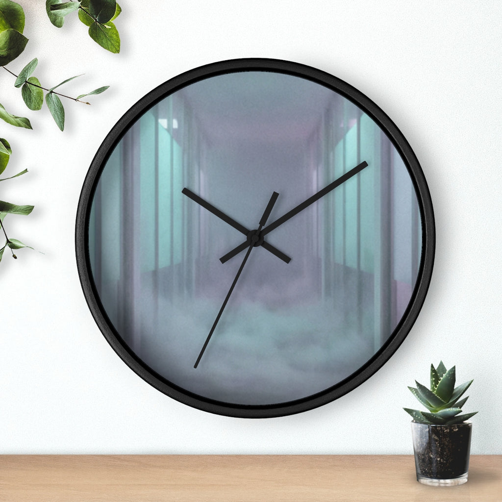 Wall Clock - Liminal Corridor Fog Art Print | Echovira...