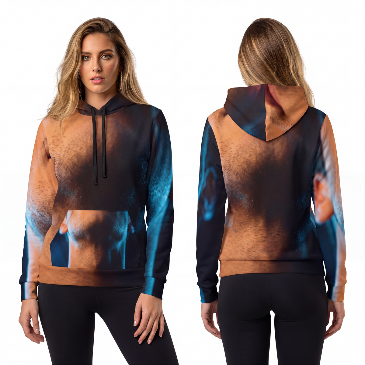 Athletic Hoodie - Neon Horizon Portrait | Echovira Gallery