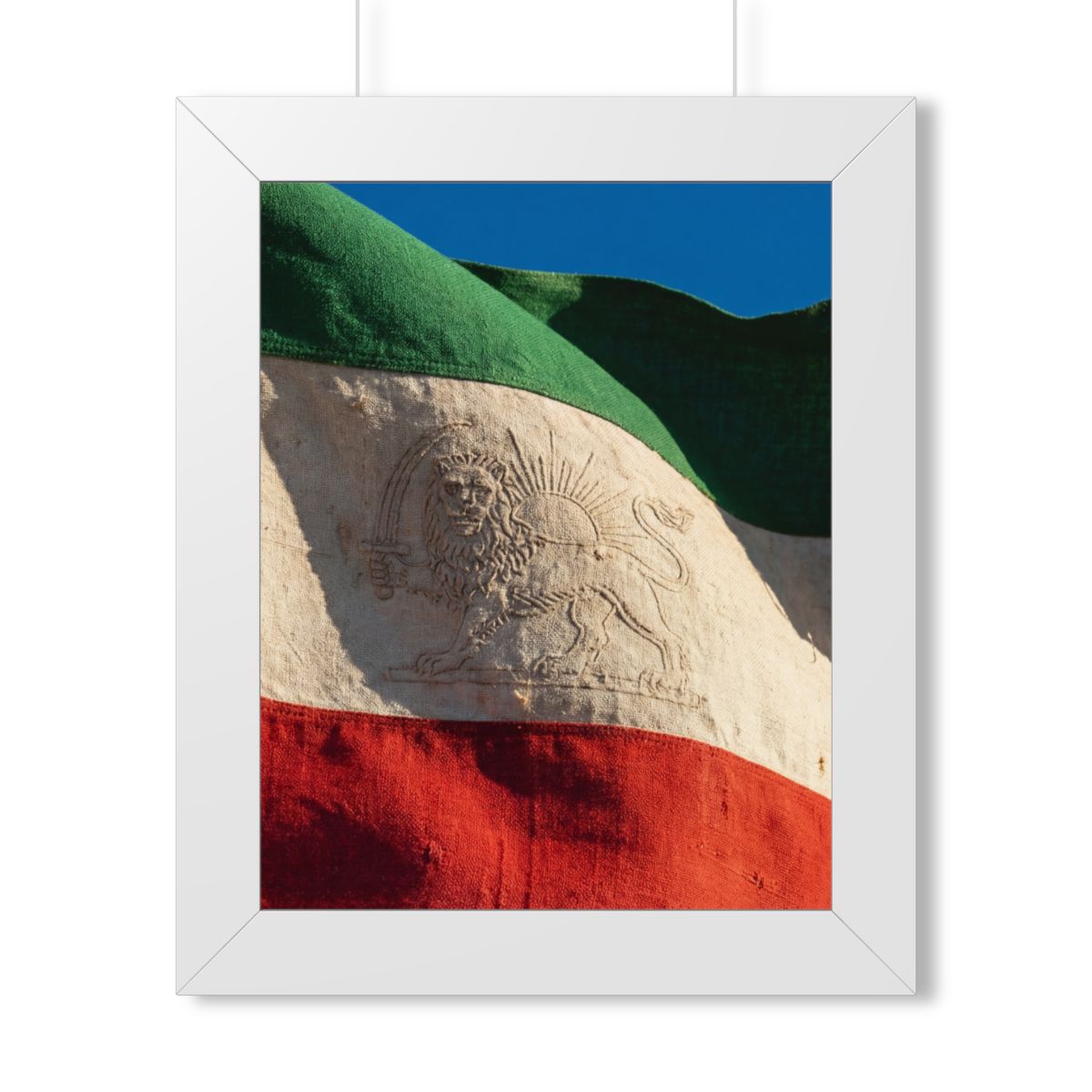 Framed Vertical Poster - Vintage Persian Lion and Sun Flag...
