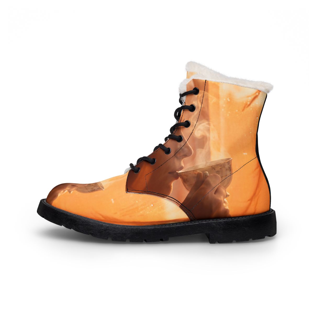 Men's Fur and Leather Boots Amber Tea Art