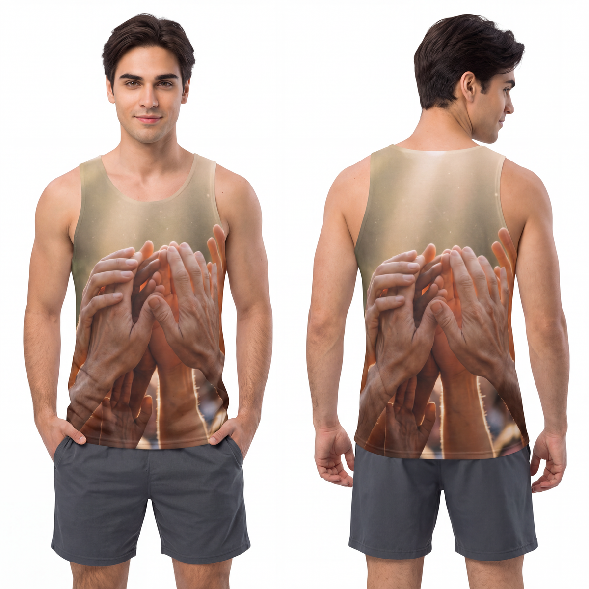 Men's Unisex Tank Top - Golden Rays of Unity Wall Art |...