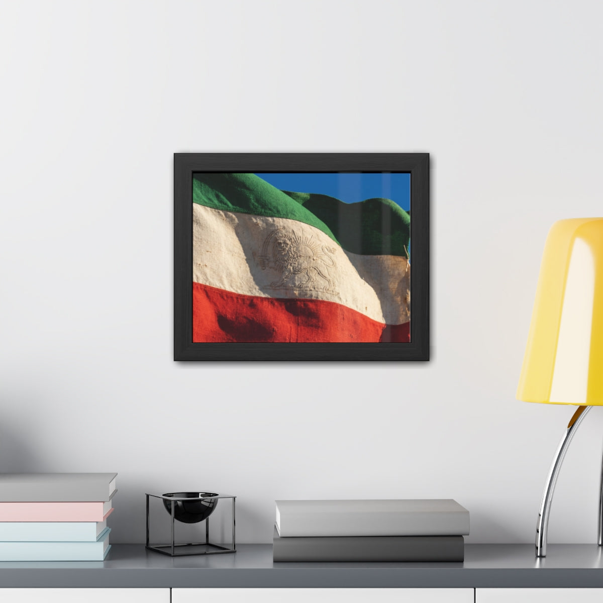 Framed Posters - Vintage Persian Lion and Sun Heritage Flag...