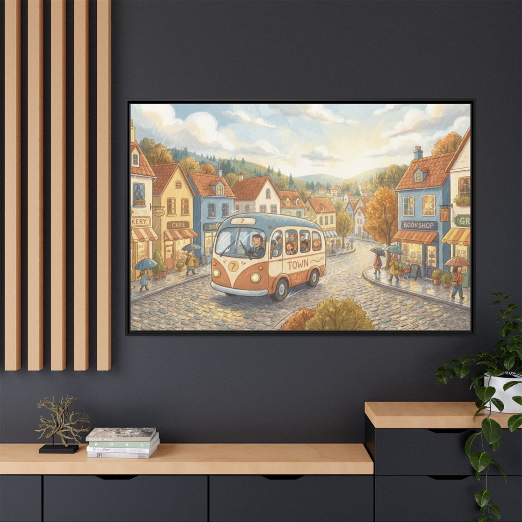 Matte Canvas Framed - Cozy Town Bus — Black / 1.25" (10×8......