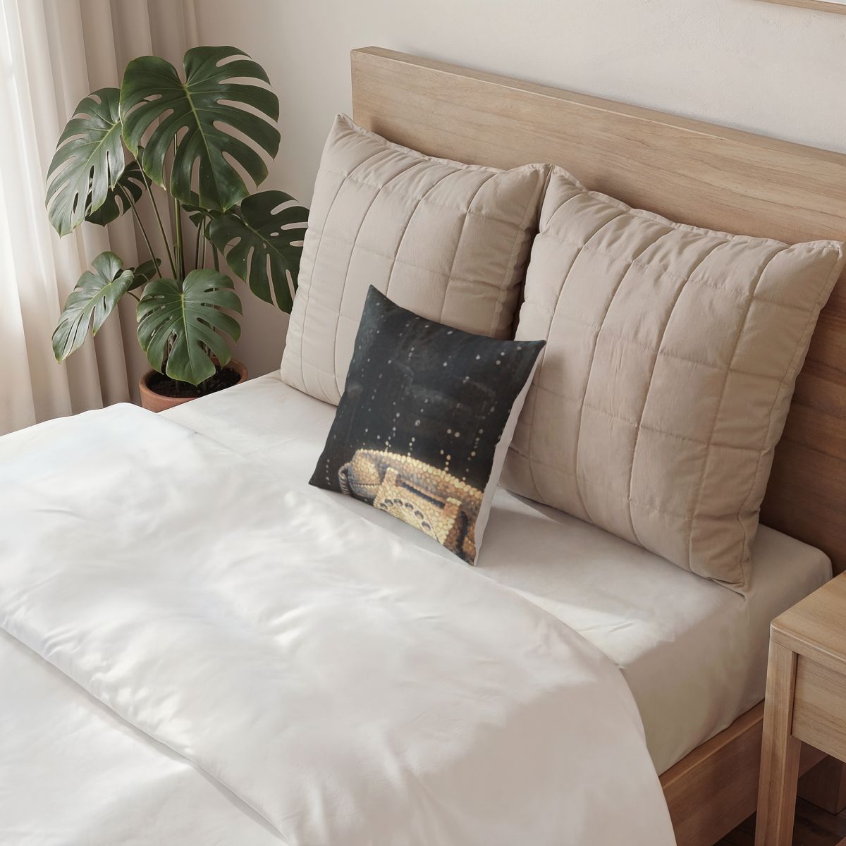 Poly Velvet Pillow - Luminous Retro Phone | Echovira Gallery