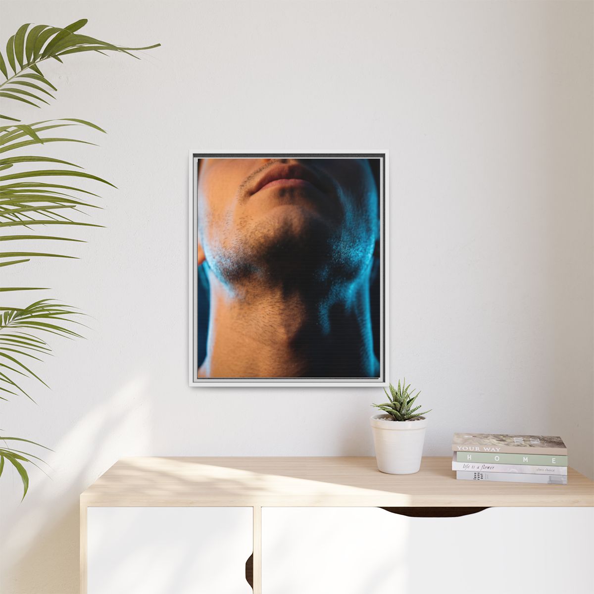 Matte Canvas, Framed - Neon Shadows Cinematic Portrait Art...