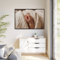 Matte Canvas, Framed - Tender Newborn Hand in Soft Muslin......