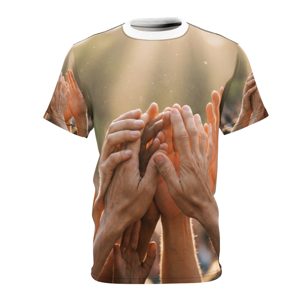 Men's Unisex Cut & Sew Tee - Golden Rays of Unity Wall Art |...