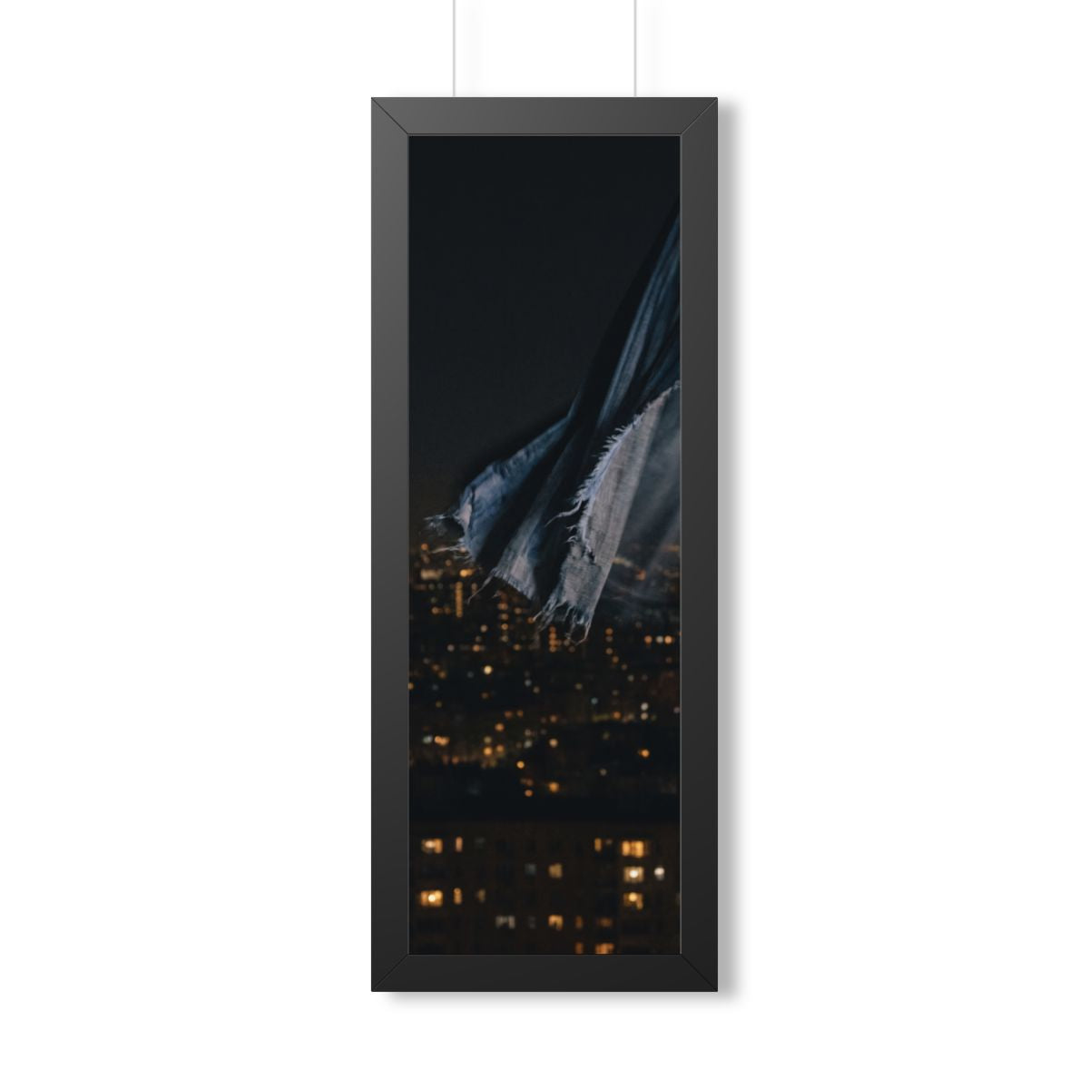 Framed Vertical Poster - City Lights Nocturne — Black... |...
