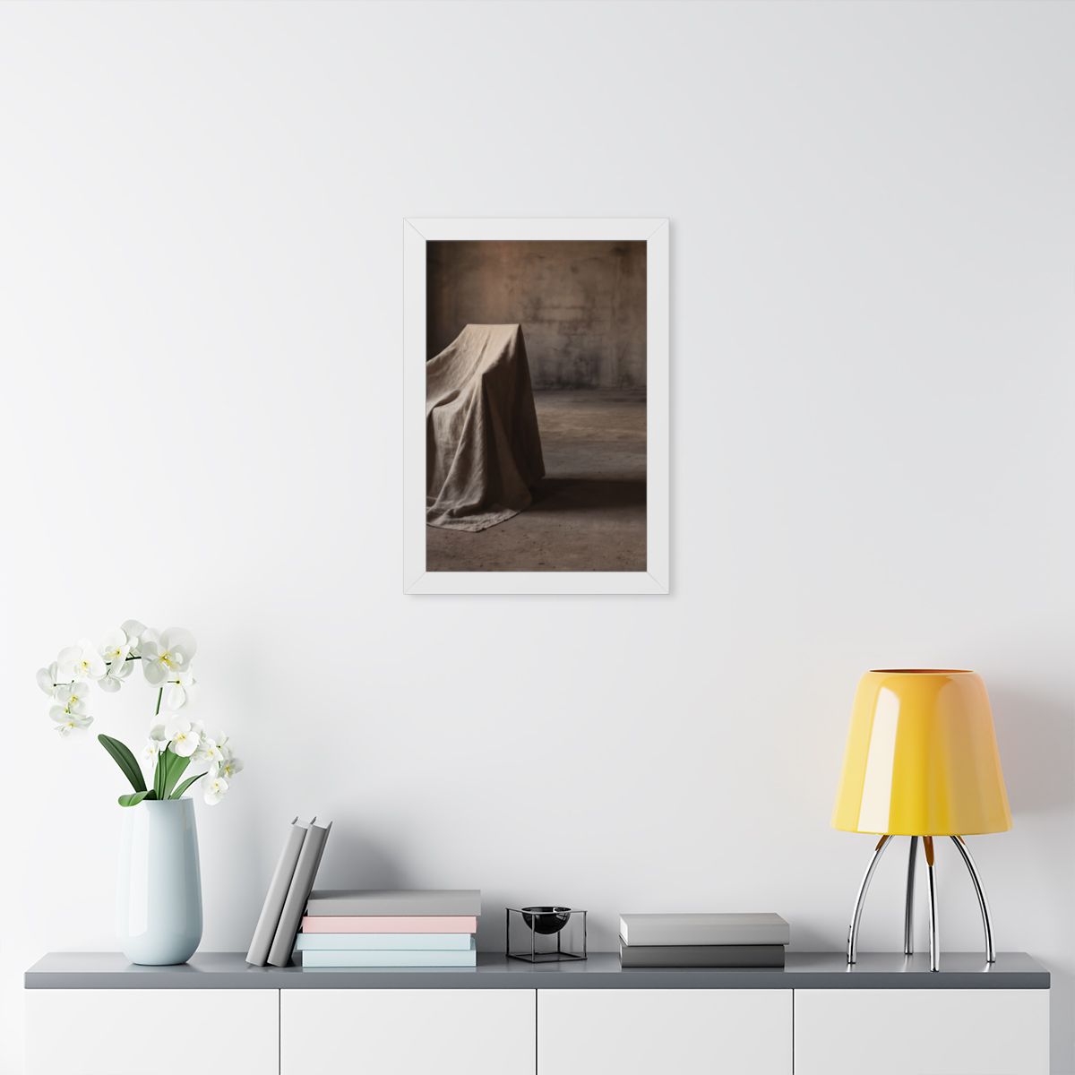 Framed Vertical Poster - Draped Silence Still Life Art... |...