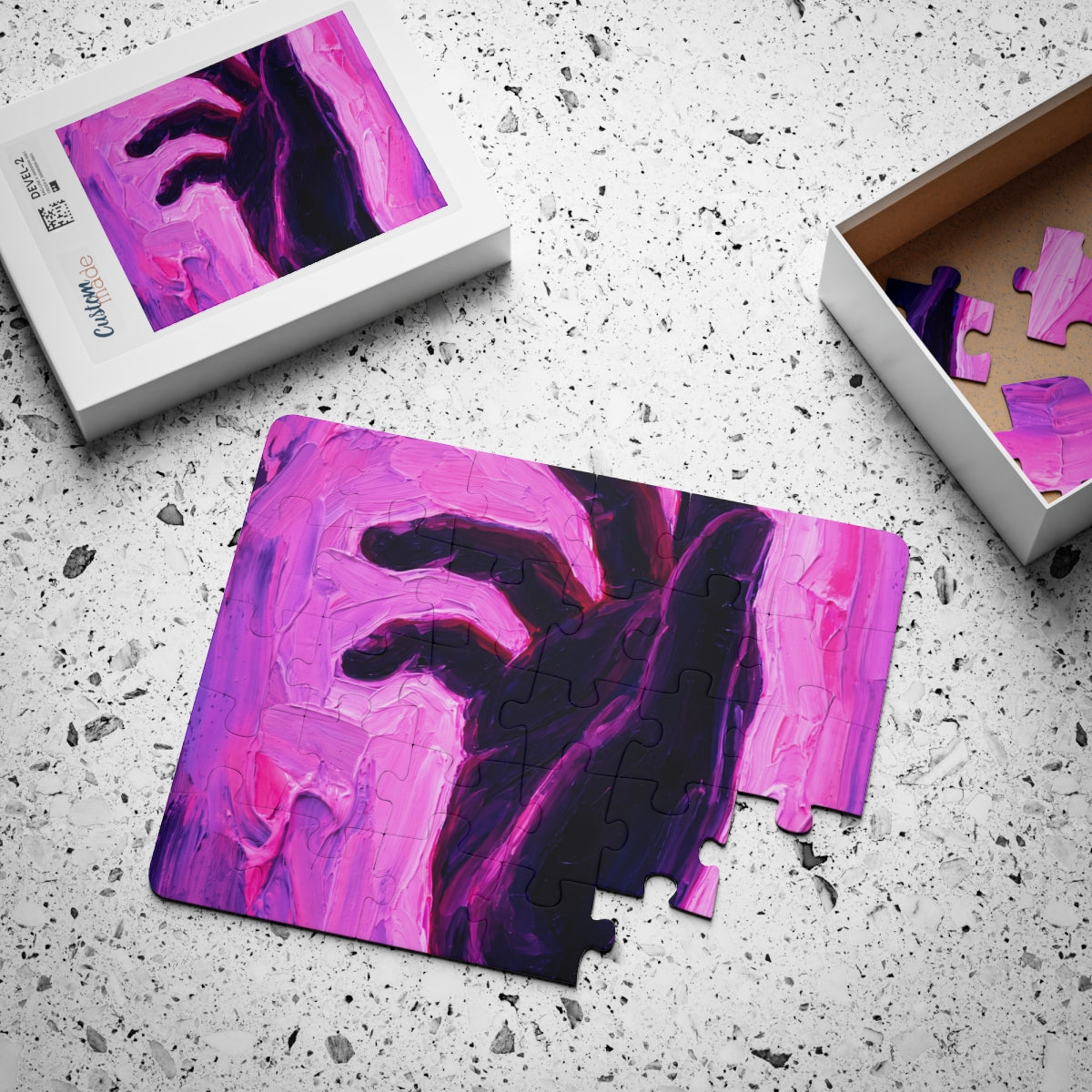 Kids' Puzzle with Moody Violet Abstract Art