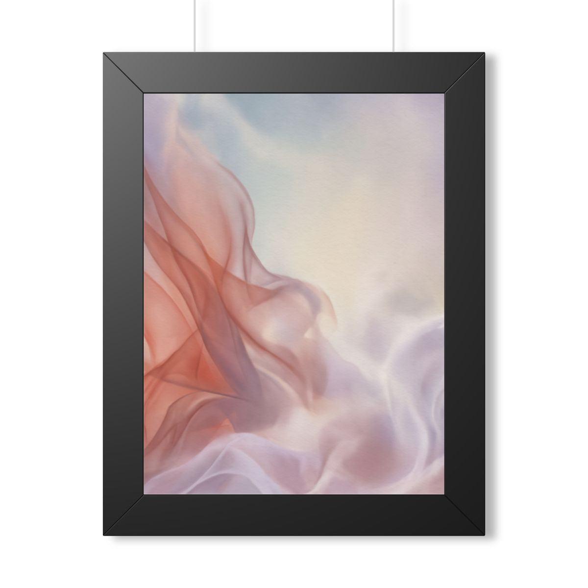 Framed Vertical Poster - Ethereal Silk Flow Pastel... |...