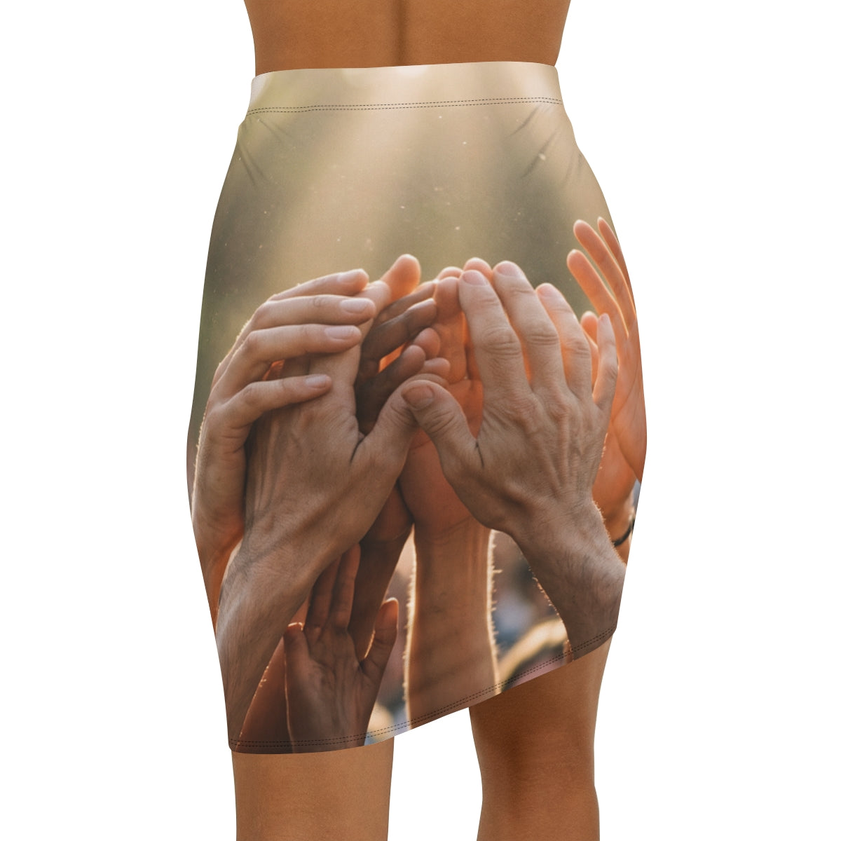 Women's Mid-Waist Pencil Skirt - Golden Rays of Unity Wall...