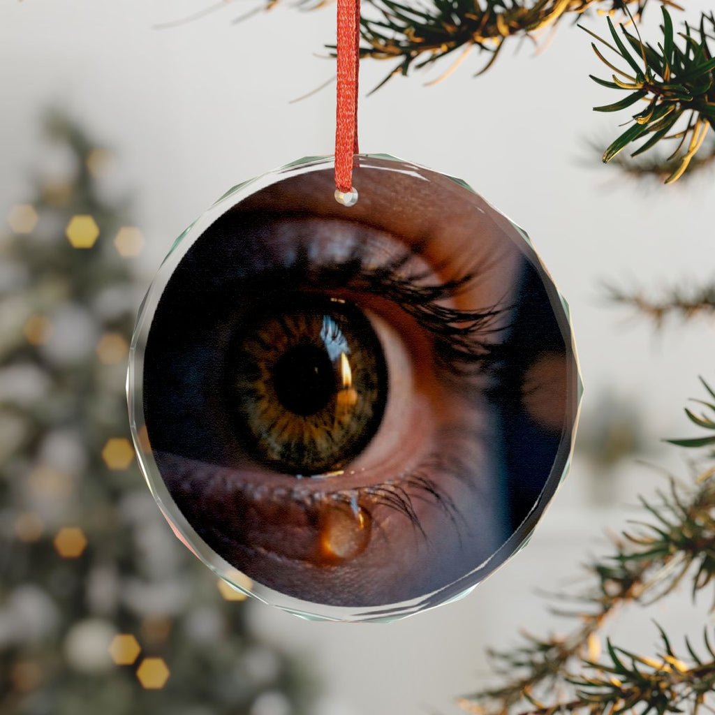 Crystal Glass Ornament - Golden Reflection Eye Art Print |...