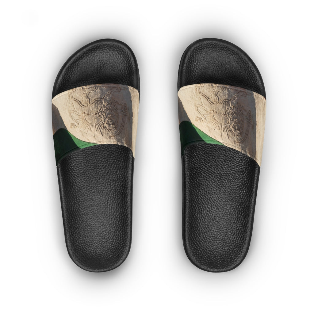 Women's Slide Sandals - Vintage Persian Lion and Sun Flag......