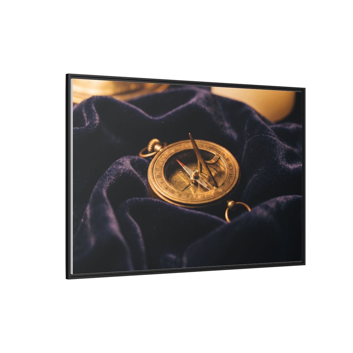 Framed Brass Sundial Landscape Canvas Art